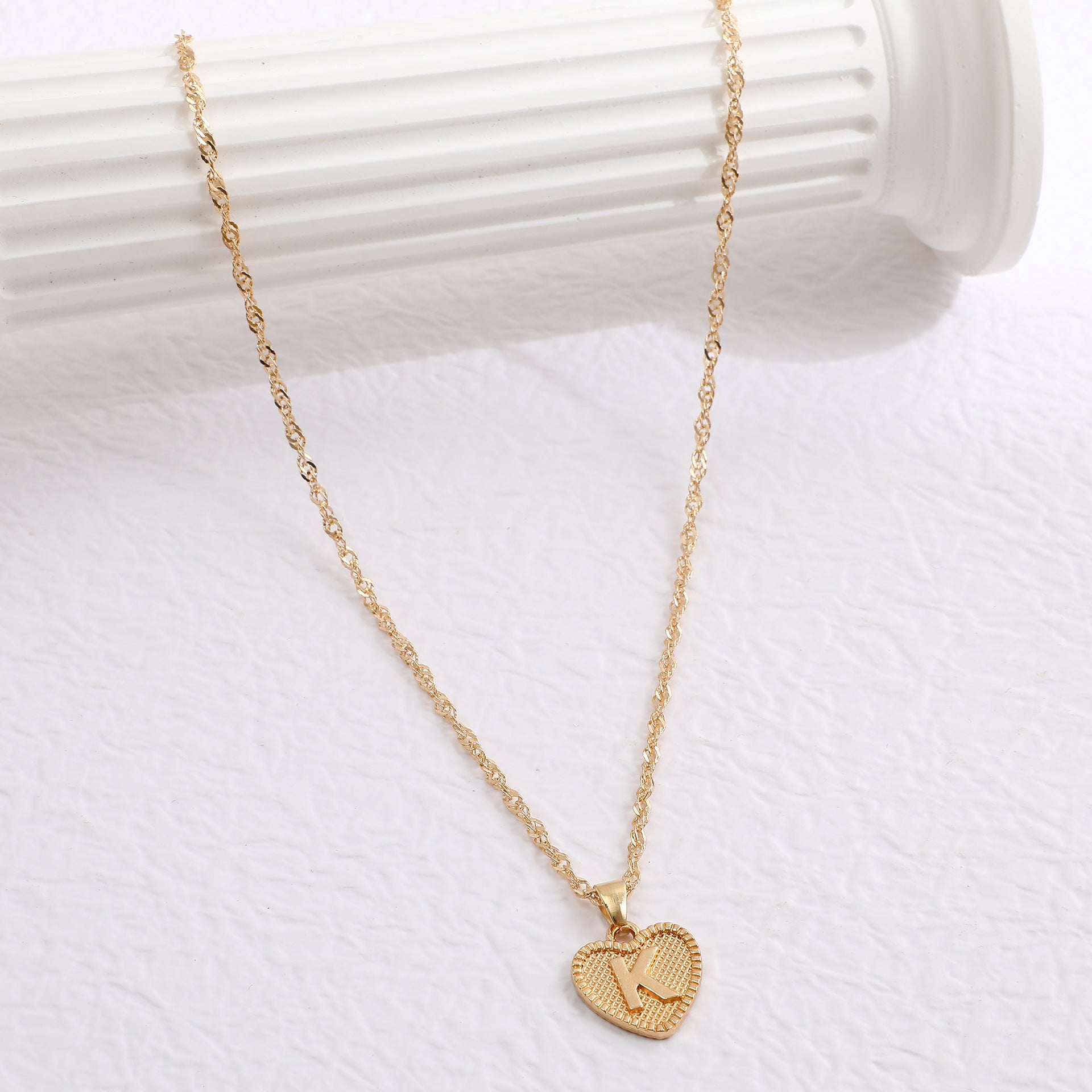 Simple Women's Heart Letter Necklace Love Pendant Clavicle Chain