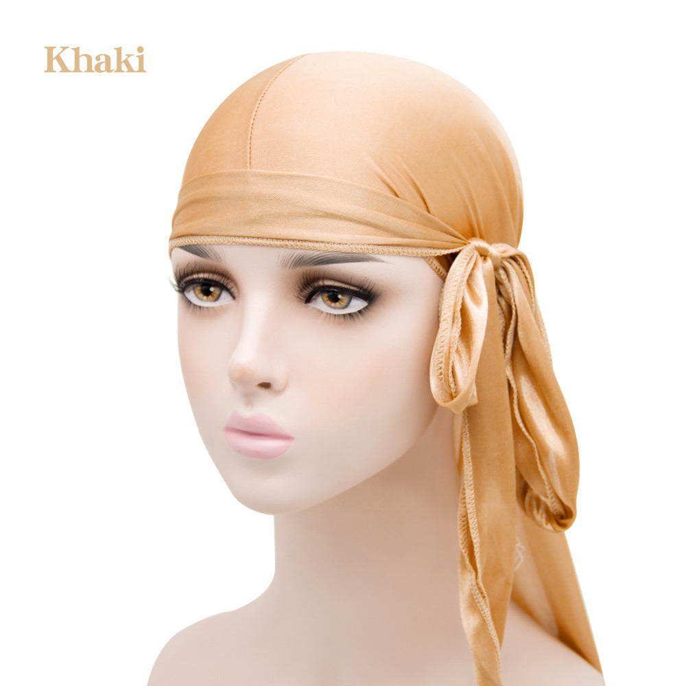Men's And Women's Satin Elastic Toe Cap Silky Durag Long Tail Pirate Hat