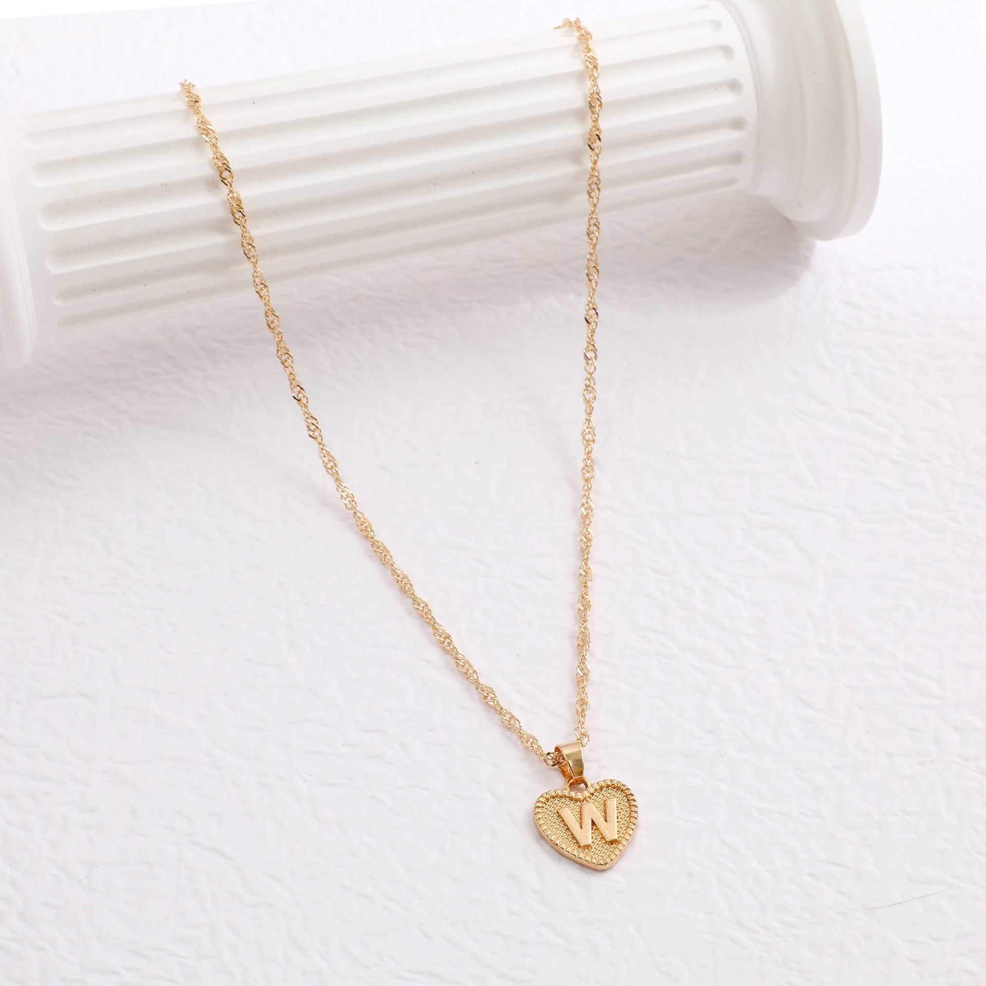 Simple Women's Heart Letter Necklace Love Pendant Clavicle Chain