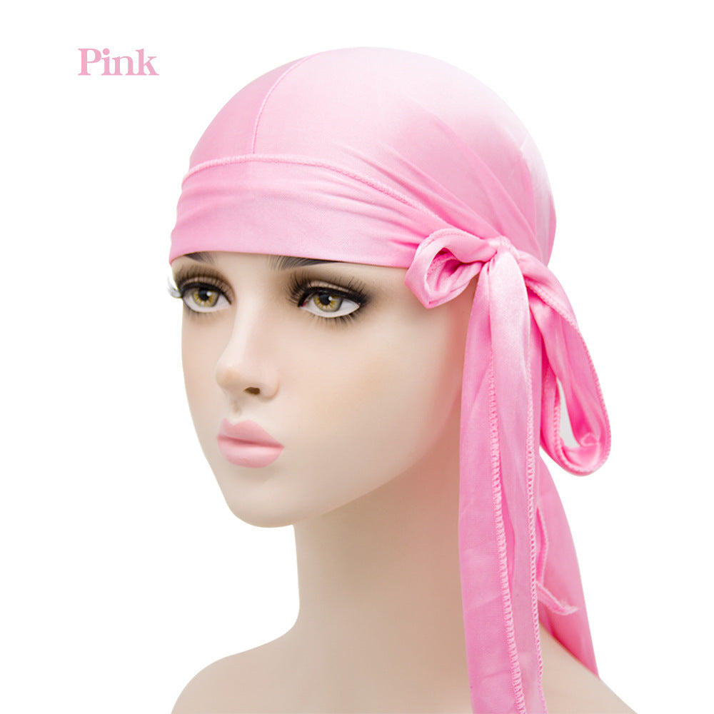 Men's And Women's Satin Elastic Toe Cap Silky Durag Long Tail Pirate Hat