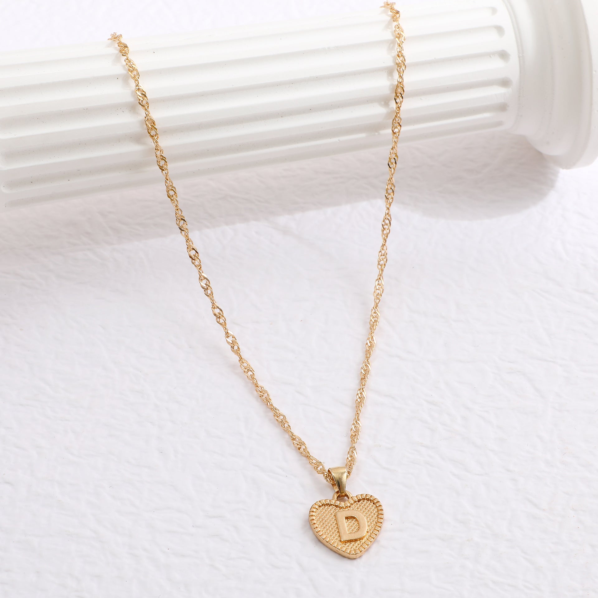 Simple Women's Heart Letter Necklace Love Pendant Clavicle Chain