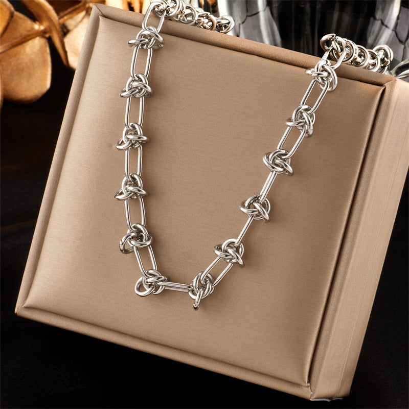 Fashion Gold-plated Titanium Steel Jewelry Necklace Heavy Industry Metal Trend Hip-hop Punk Wattle Chain Jewelry Set