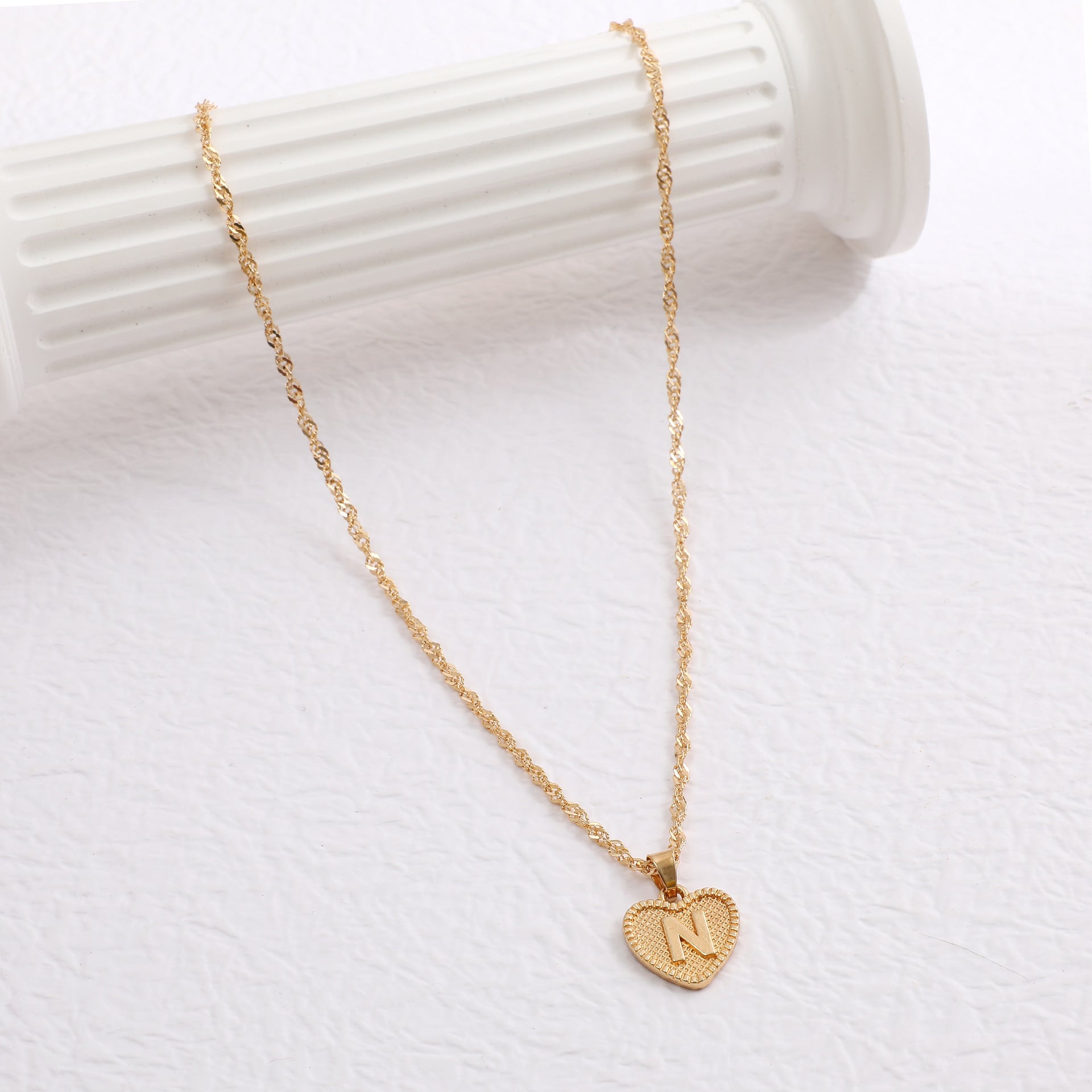 Simple Women's Heart Letter Necklace Love Pendant Clavicle Chain