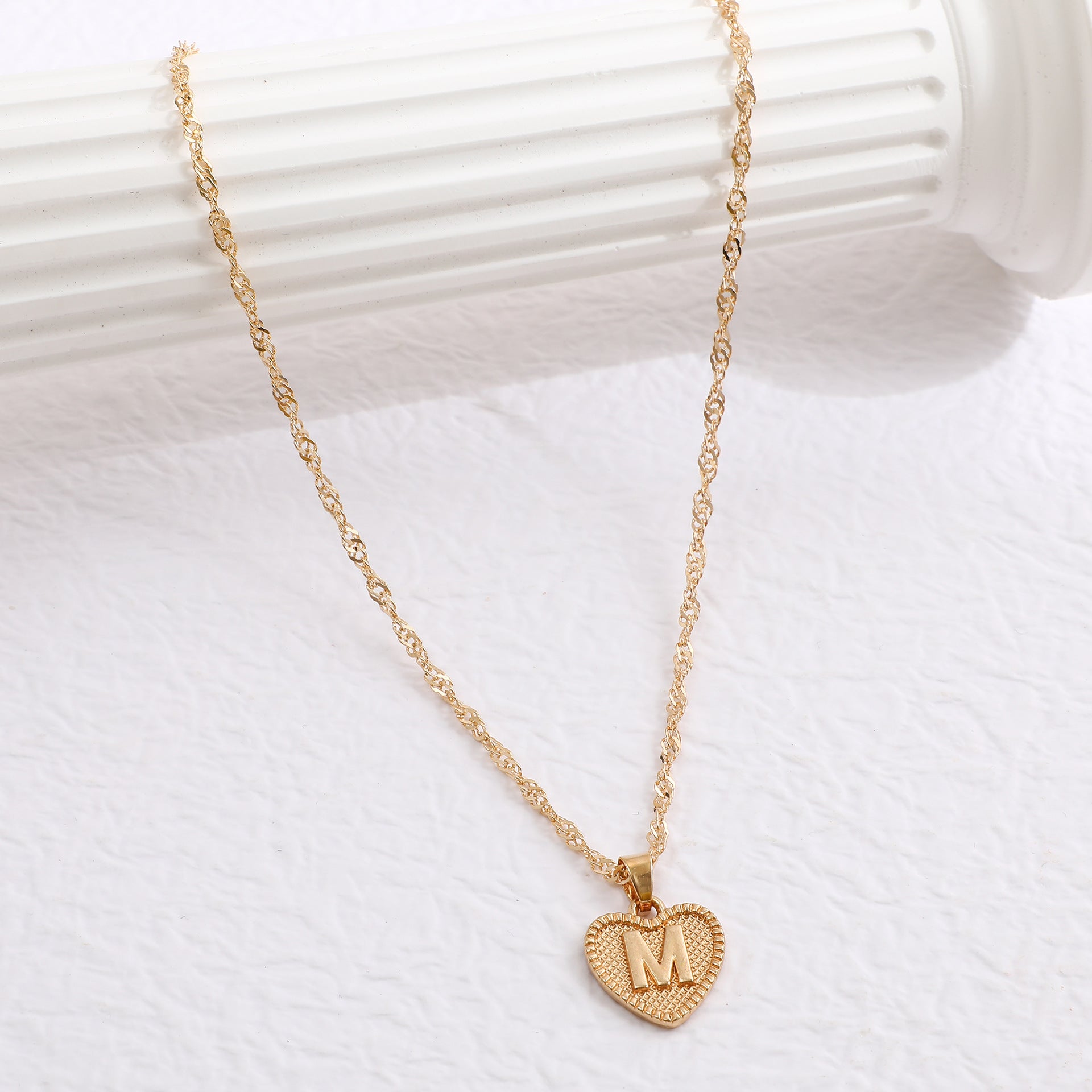 Simple Women's Heart Letter Necklace Love Pendant Clavicle Chain