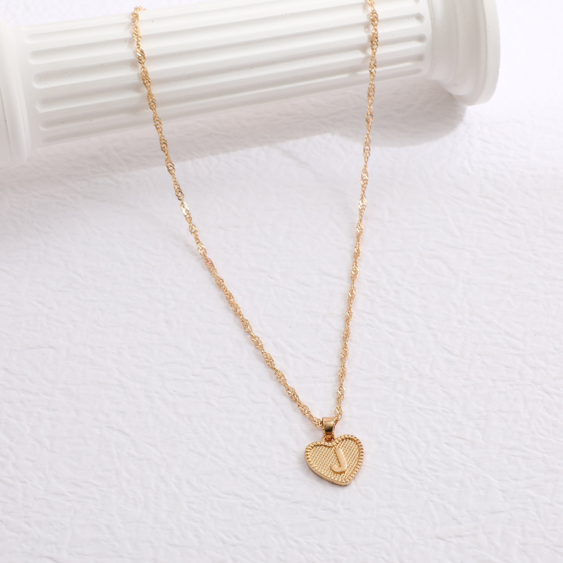 Simple Women's Heart Letter Necklace Love Pendant Clavicle Chain