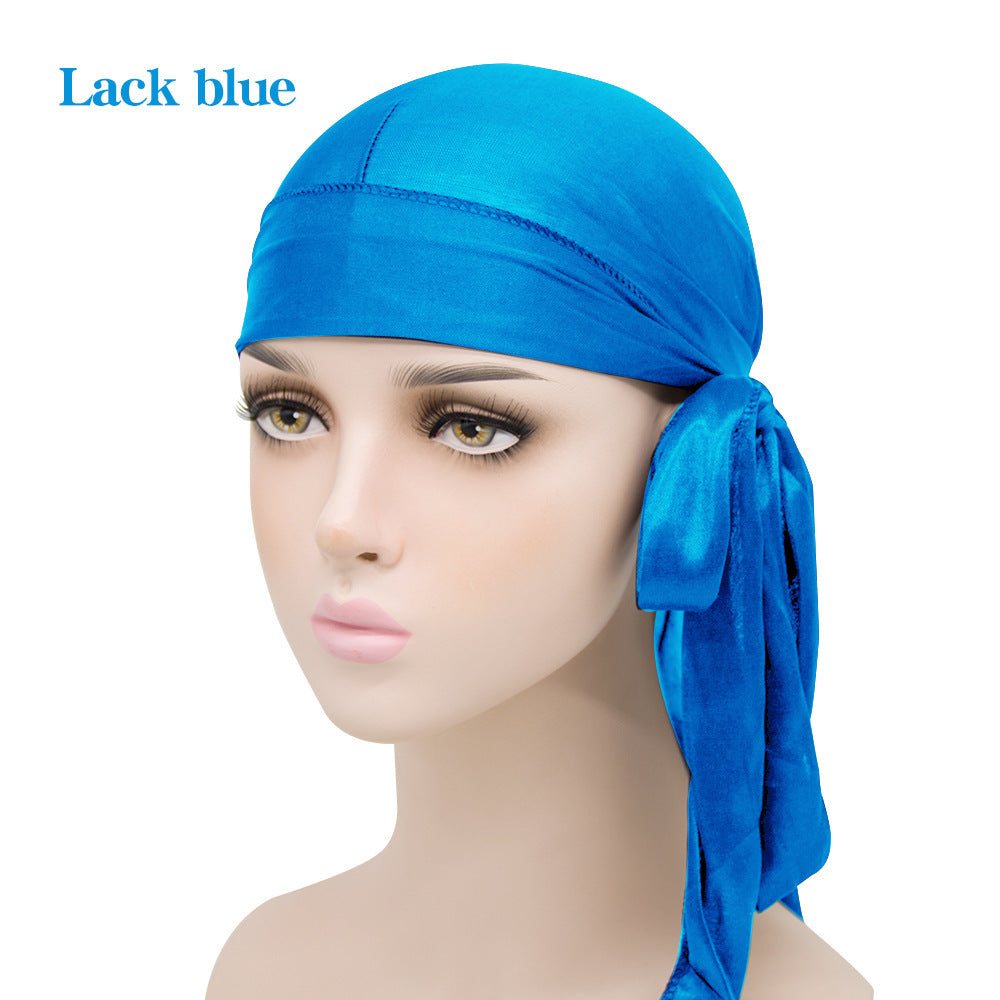 Men's And Women's Satin Elastic Toe Cap Silky Durag Long Tail Pirate Hat