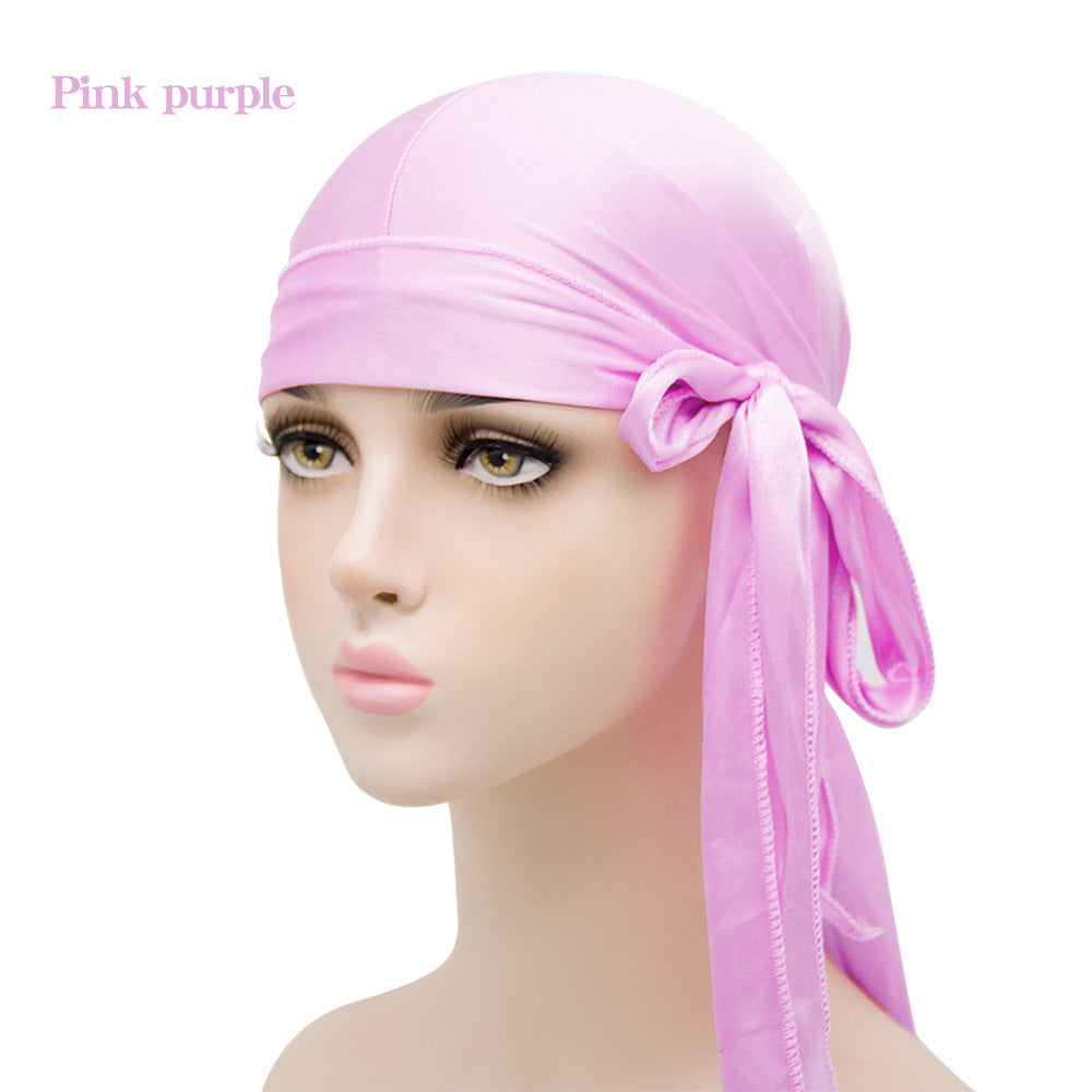 Men's And Women's Satin Elastic Toe Cap Silky Durag Long Tail Pirate Hat
