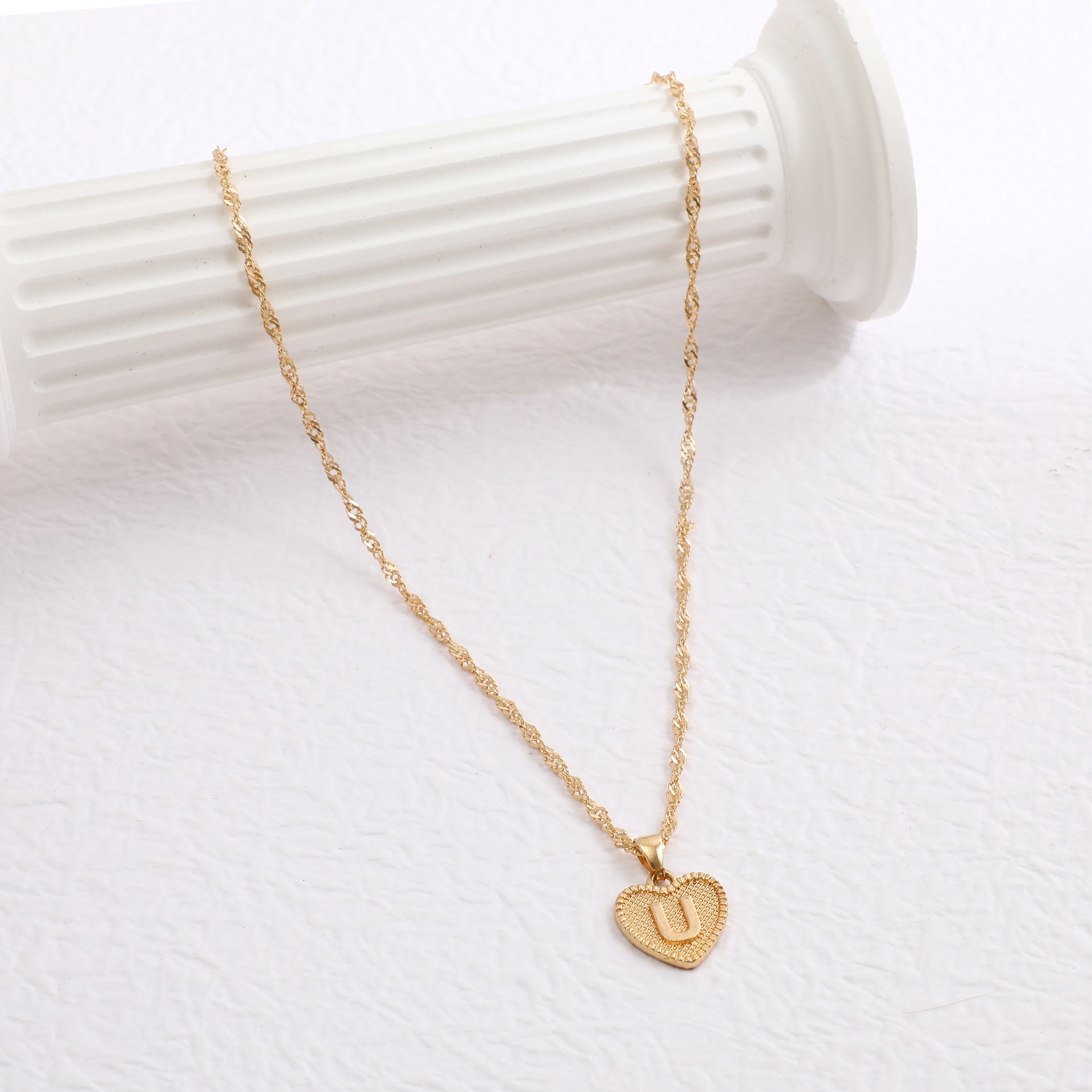 Simple Women's Heart Letter Necklace Love Pendant Clavicle Chain