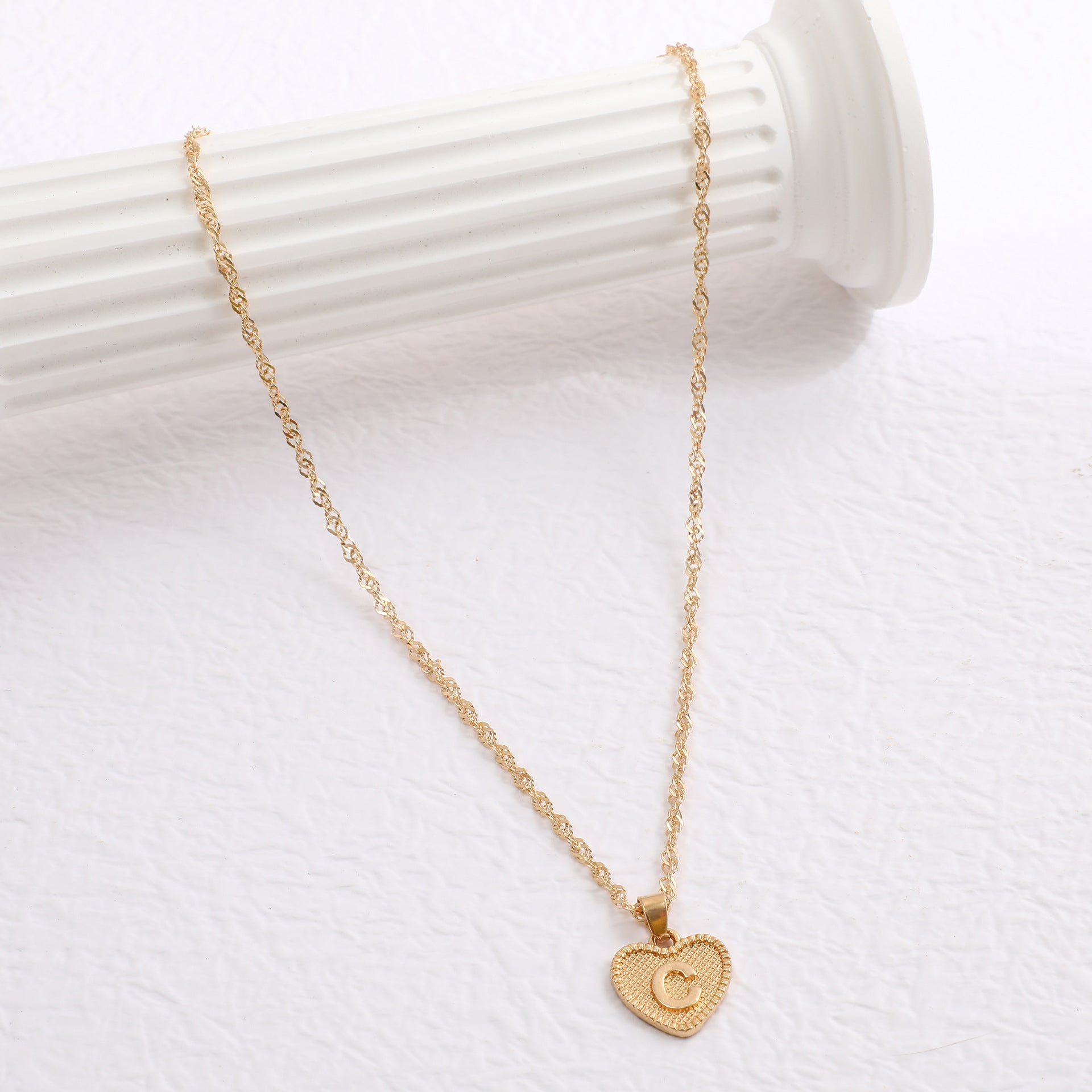 Simple Women's Heart Letter Necklace Love Pendant Clavicle Chain