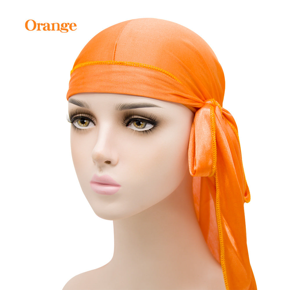 Men's And Women's Satin Elastic Toe Cap Silky Durag Long Tail Pirate Hat