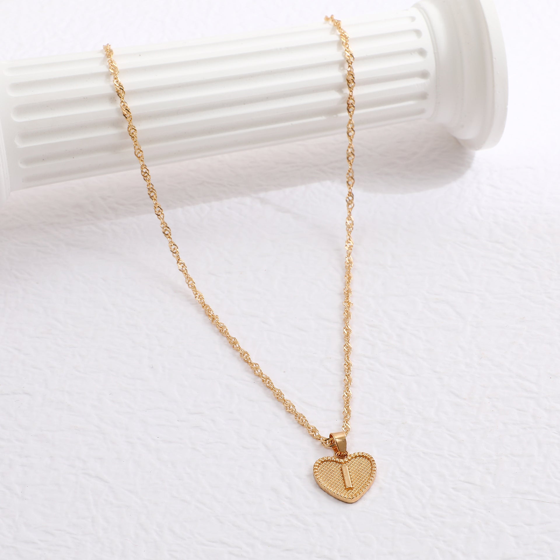 Simple Women's Heart Letter Necklace Love Pendant Clavicle Chain