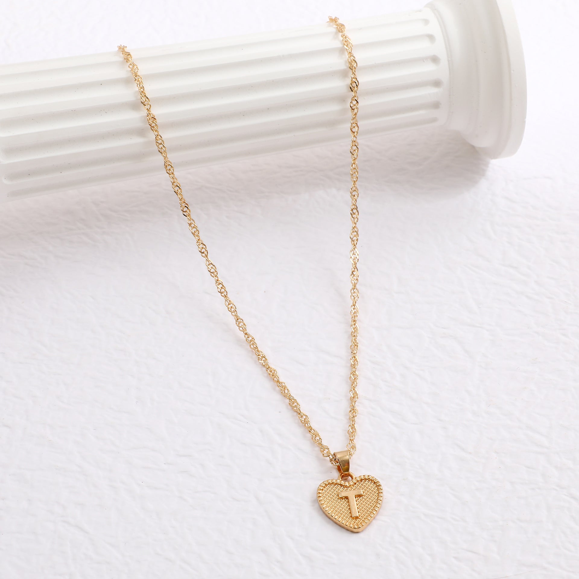 Simple Women's Heart Letter Necklace Love Pendant Clavicle Chain