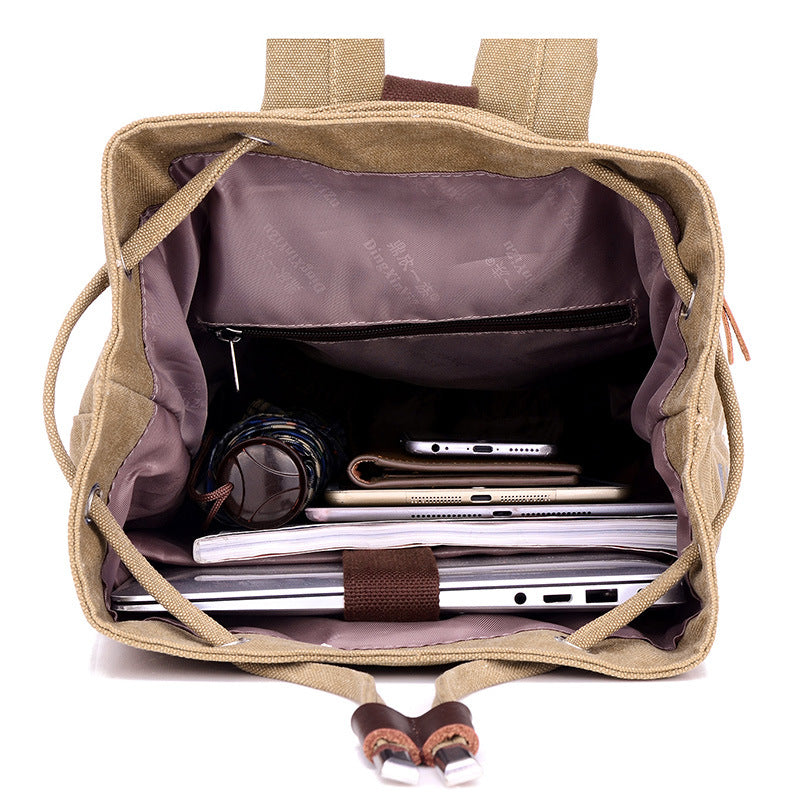 Sports Canvas Backpack Drum Travel Bag Computer Backpack College Students Leisure Basketball Bag