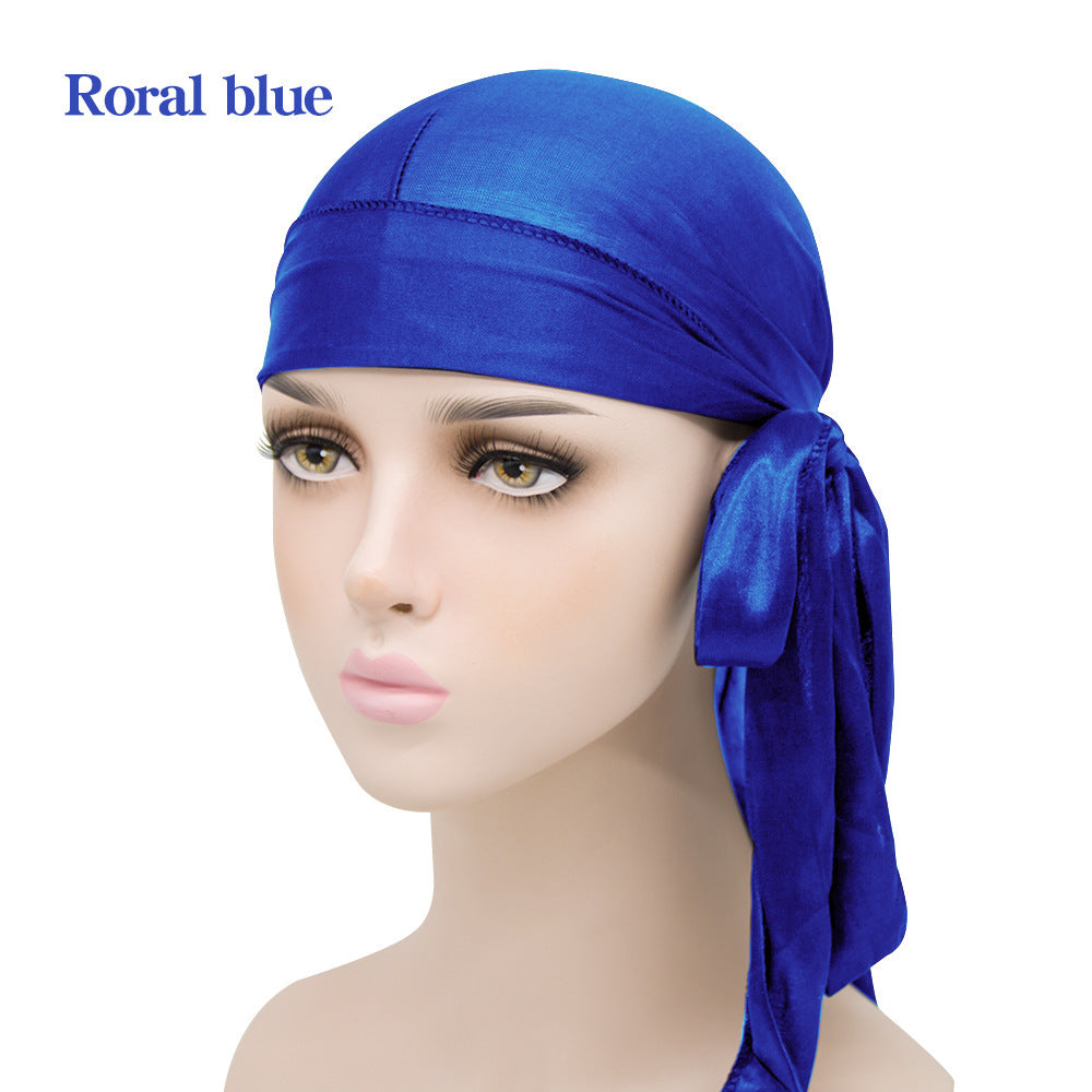 Men's And Women's Satin Elastic Toe Cap Silky Durag Long Tail Pirate Hat