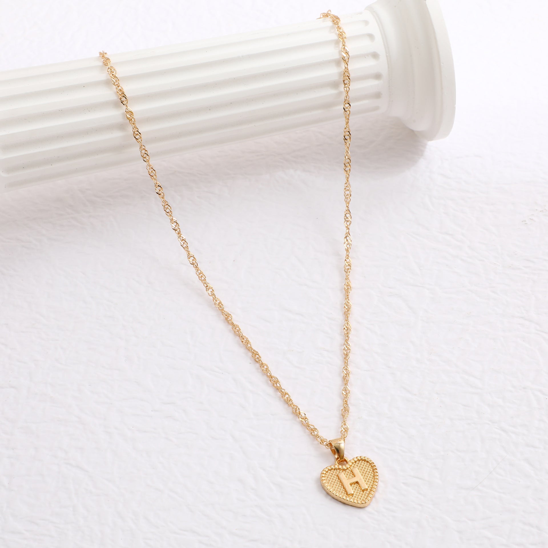 Simple Women's Heart Letter Necklace Love Pendant Clavicle Chain
