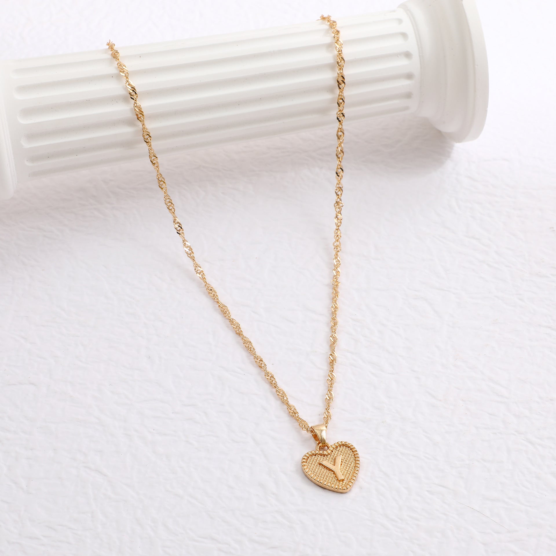 Simple Women's Heart Letter Necklace Love Pendant Clavicle Chain