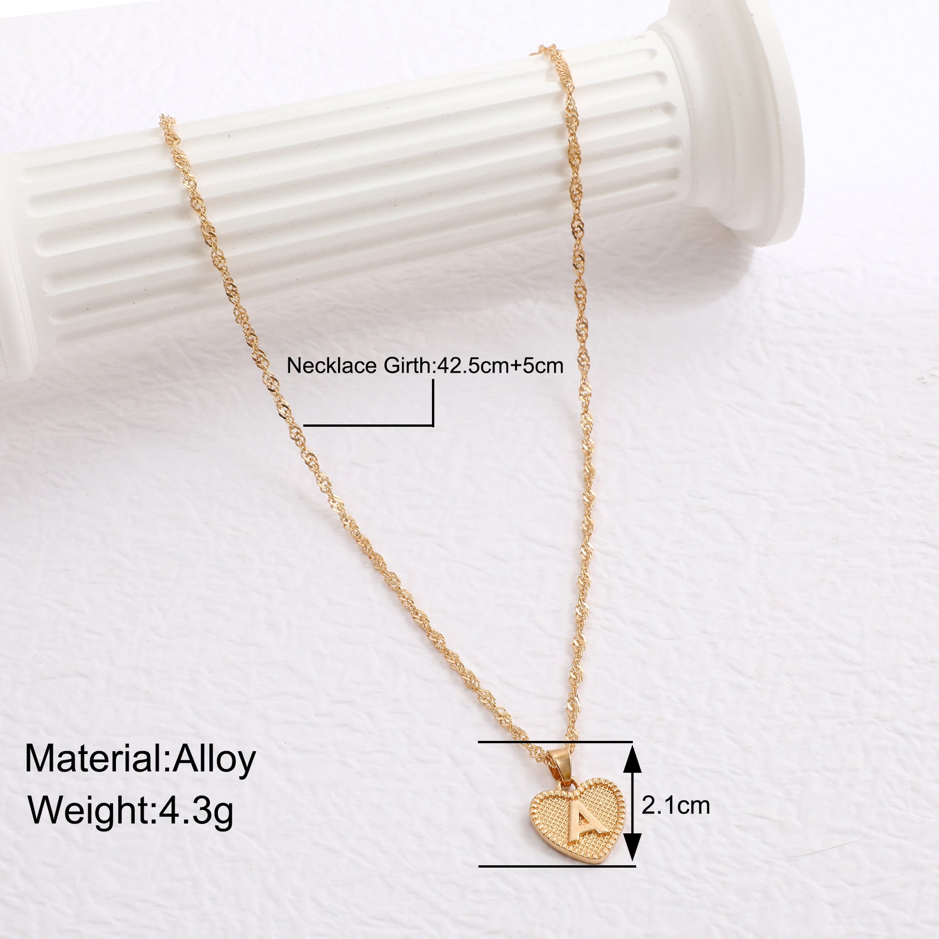 Simple Women's Heart Letter Necklace Love Pendant Clavicle Chain