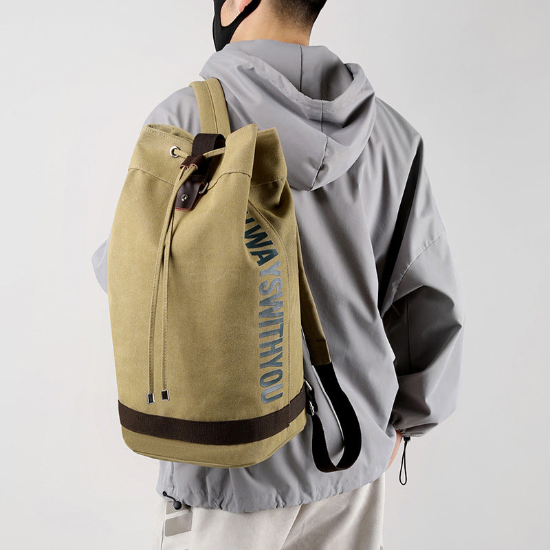 Korean Version Of Sports Texture Backpack Fashion College Style Travel Travel Backpack Outdoor Large Capacity Bucket Hand Bag