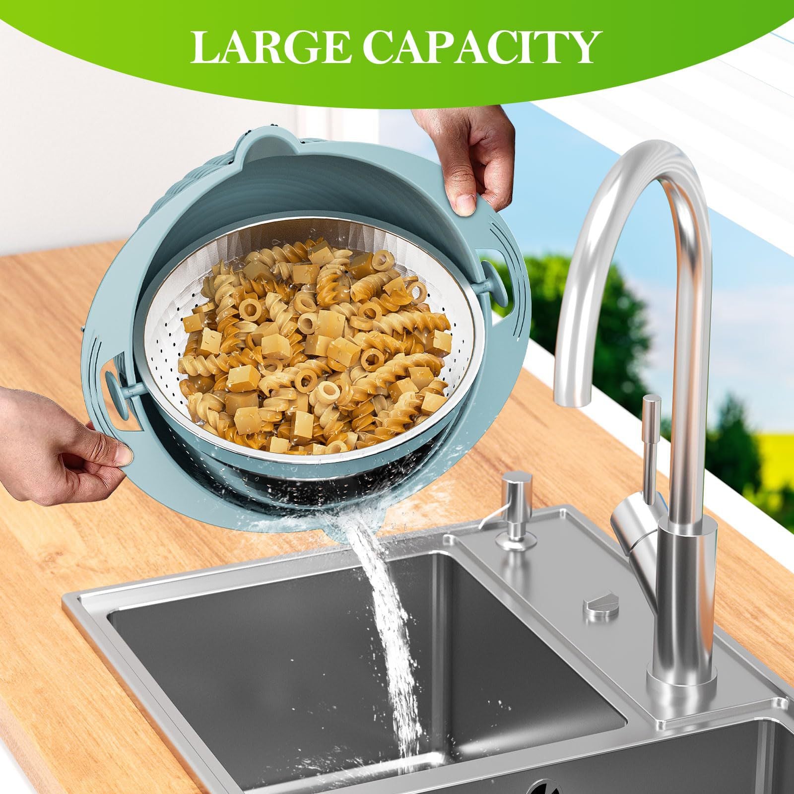 Household Rotatable Double-layer Vegetable Washing And Draining Basket Stainless Steel Liner Grating Tool Stainless Steel Filter Basin