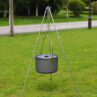 Compatible with Apple, Camping outdoor campfire tripod hanging pot picnic fire bracket aluminum alloy tripod camping supplies