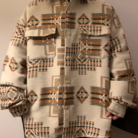 Large Size Woolen Jacket Men's Casual Loose Shirt Coat