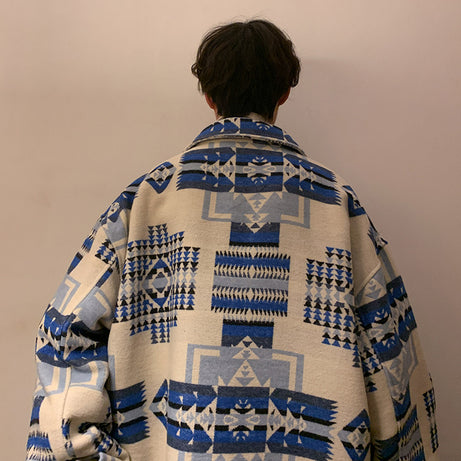 Large Size Woolen Jacket Men's Casual Loose Shirt Coat