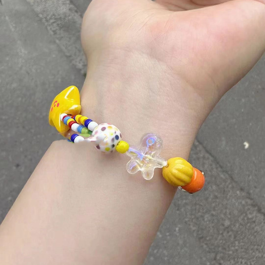 Dopamine Small Refreshing Color Niche Design Sweet Rainbow Star Elastic Rope Bracelet