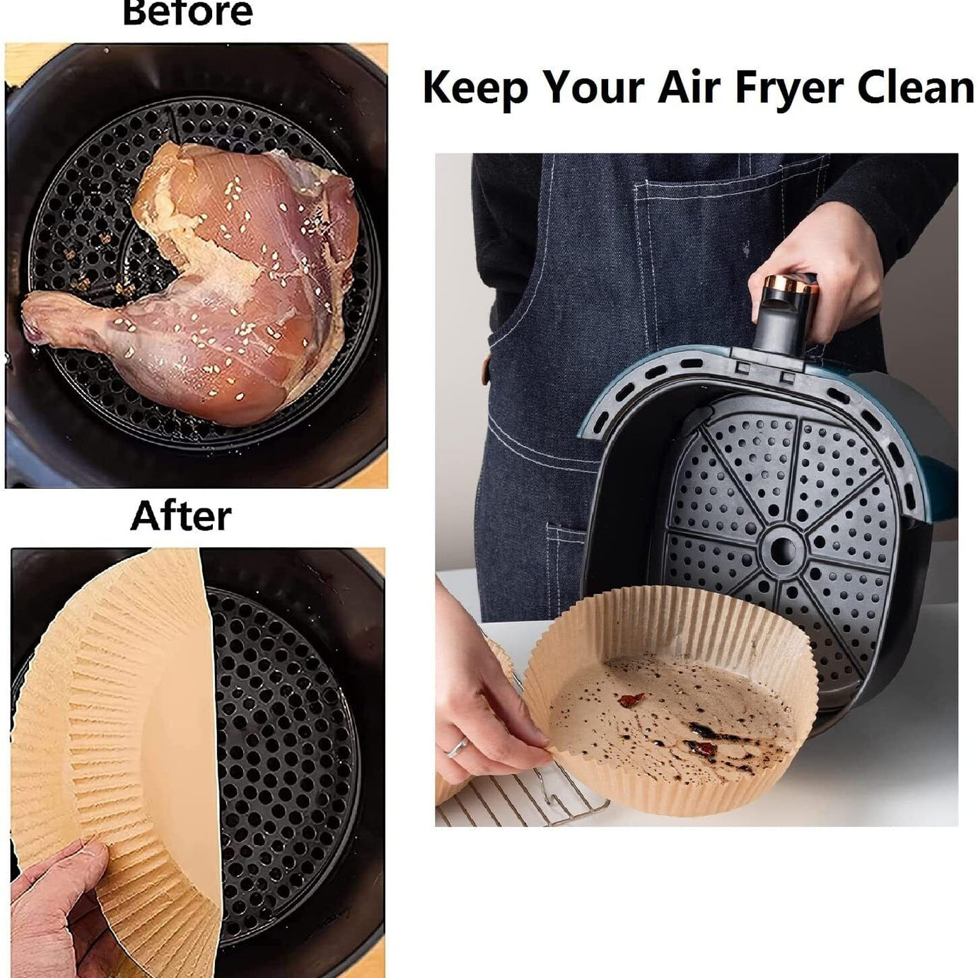 Air Fryer Disposable Paper Liner Non-stick Disposable Liners, 200PCS Air Fryer Disposable Paper Liners, 6.3In Round Air Fryer Parchment Paper