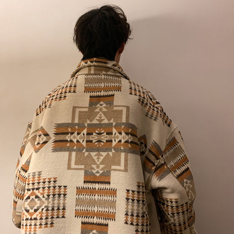 Large Size Woolen Jacket Men's Casual Loose Shirt Coat