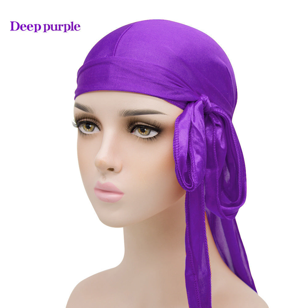 Men&#039;s And Women&#039;s Satin Elastic Toe Cap Silky Durag Long Tail Pirate Hat