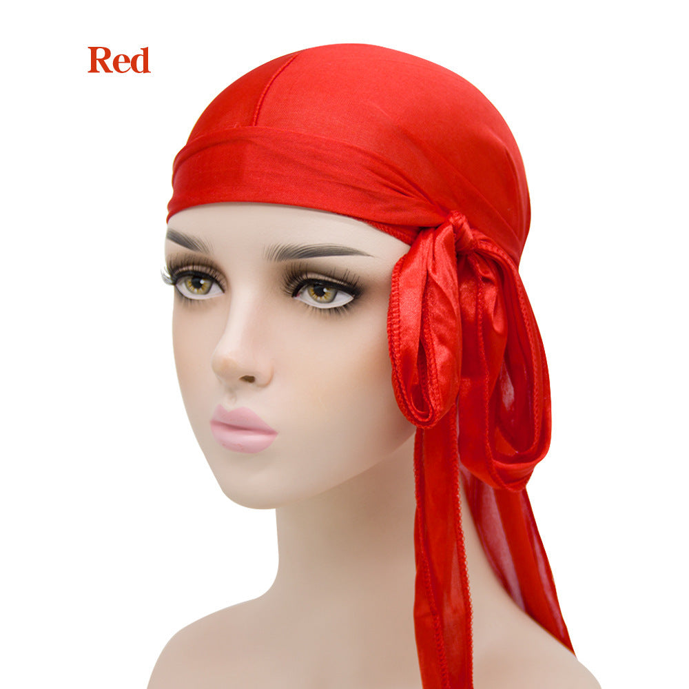 Men&#039;s And Women&#039;s Satin Elastic Toe Cap Silky Durag Long Tail Pirate Hat