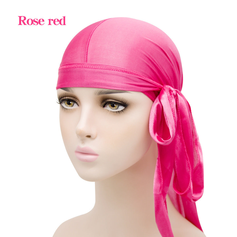 Men&#039;s And Women&#039;s Satin Elastic Toe Cap Silky Durag Long Tail Pirate Hat