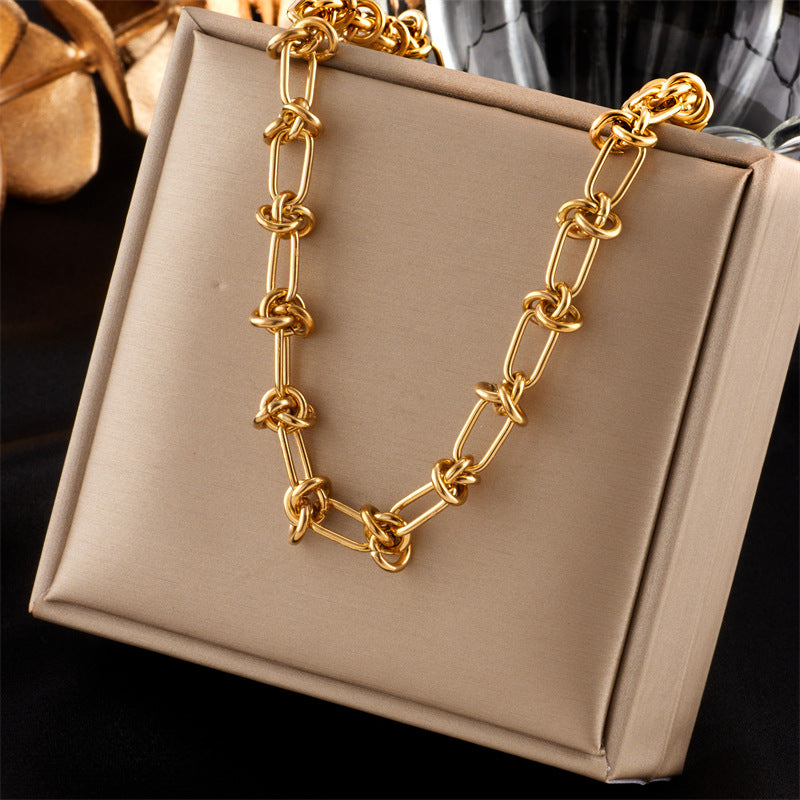 Fashion Gold-plated Titanium Steel Jewelry Necklace Heavy Industry Metal Trend Hip-hop Punk Wattle Chain Jewelry Set