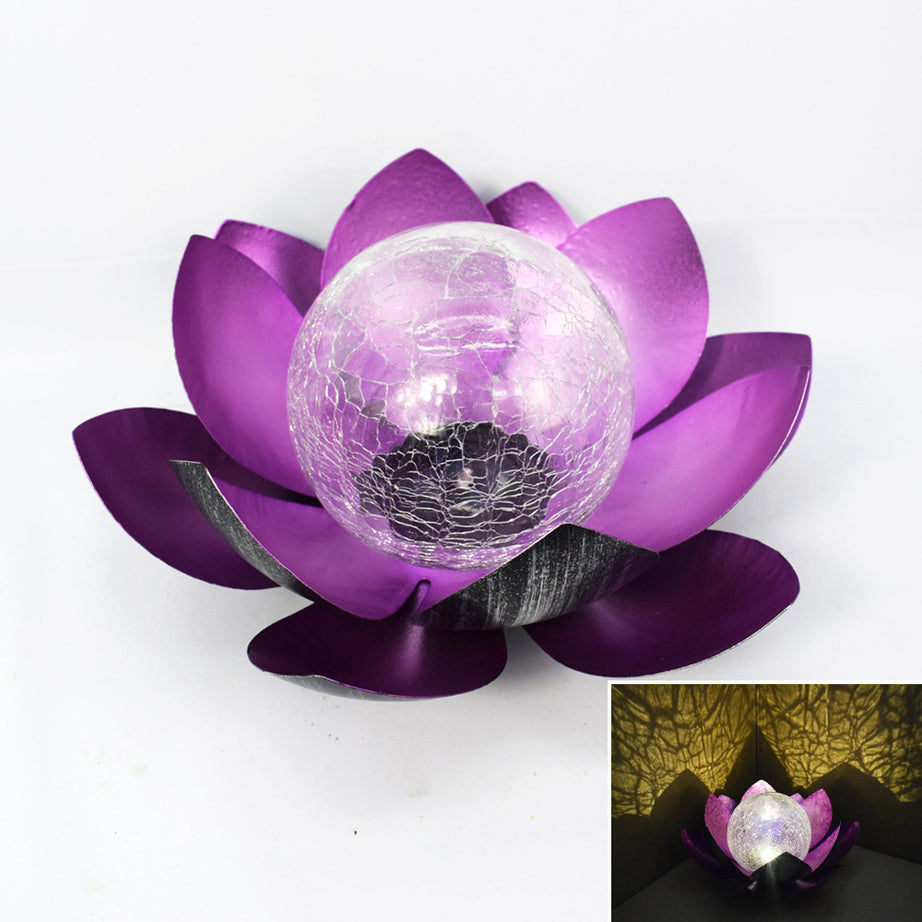 Outdoor Garden Solar Iron Lotus Lamp Courtyard Decoration Lawn Ornaments Lotus Landscape Lamp