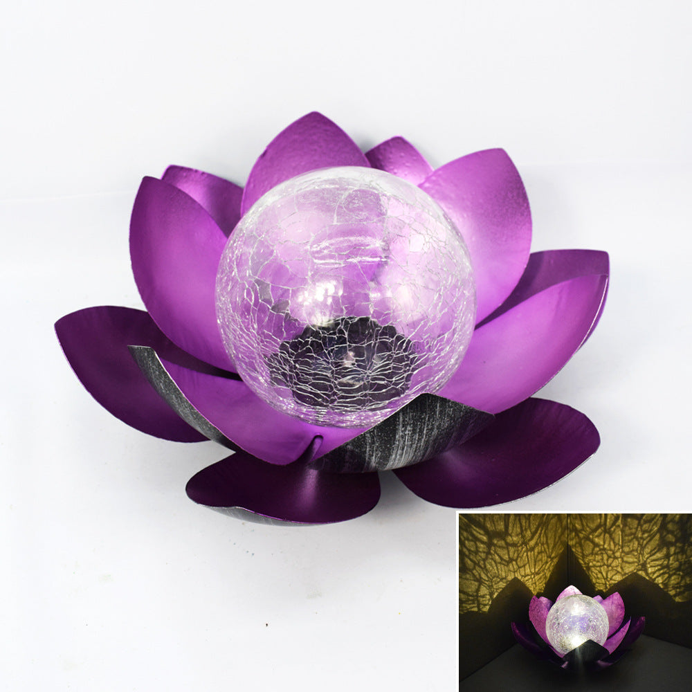 Outdoor Garden Solar Iron Lotus Lamp Courtyard Decoration Lawn Ornaments Lotus Landscape Lamp
