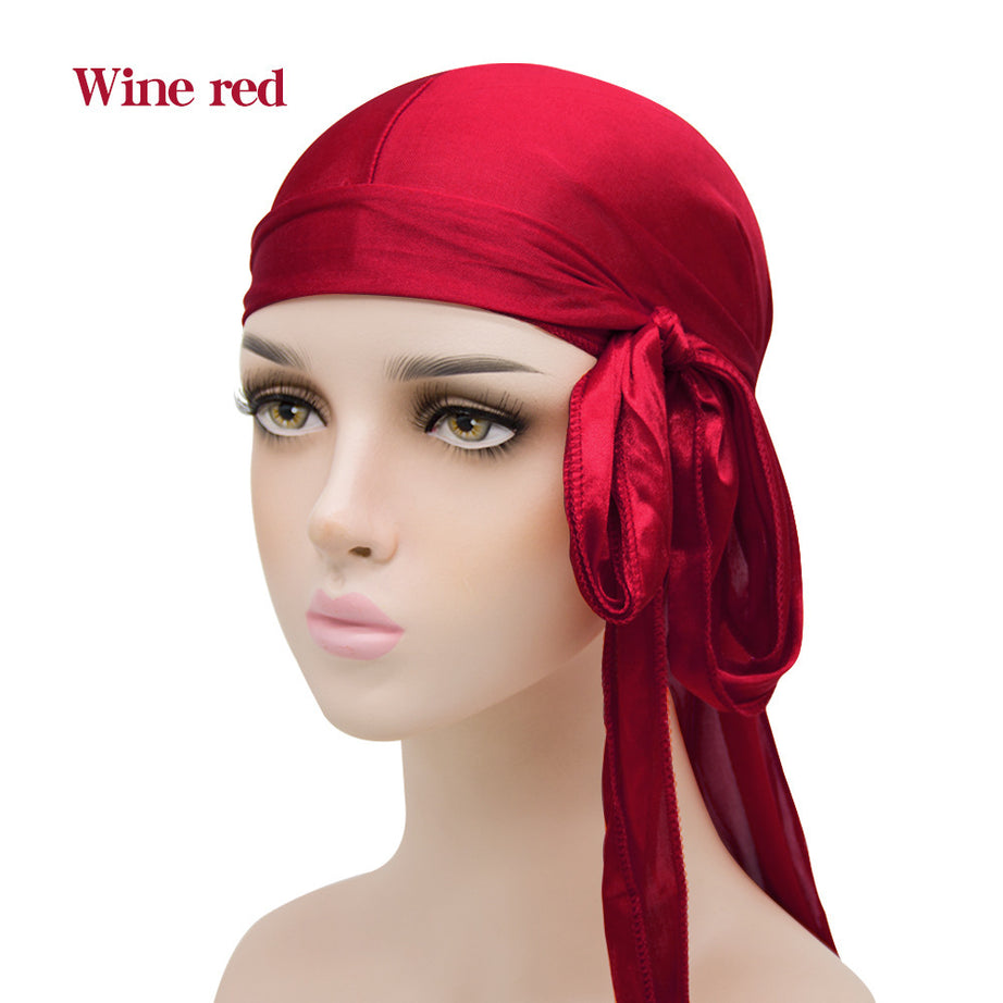 Men&#039;s And Women&#039;s Satin Elastic Toe Cap Silky Durag Long Tail Pirate Hat