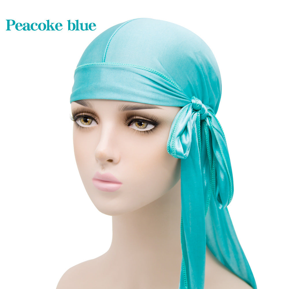 Men&#039;s And Women&#039;s Satin Elastic Toe Cap Silky Durag Long Tail Pirate Hat