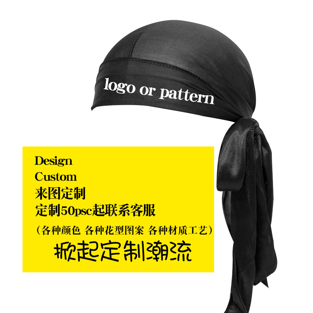 Men&#039;s And Women&#039;s Satin Elastic Toe Cap Silky Durag Long Tail Pirate Hat