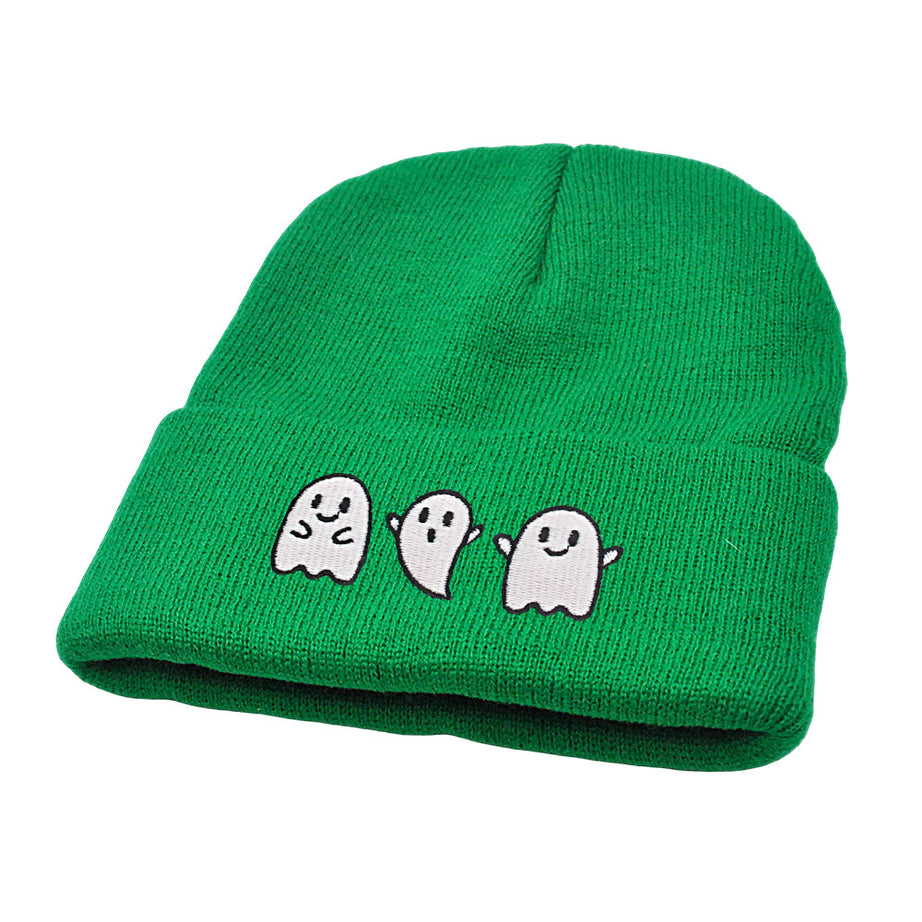 New Luminous Ghost Knitted Hat Halloween Cute Embroidered Little Devil Beanie Festive Pullover Hat Hip-Hop Hat