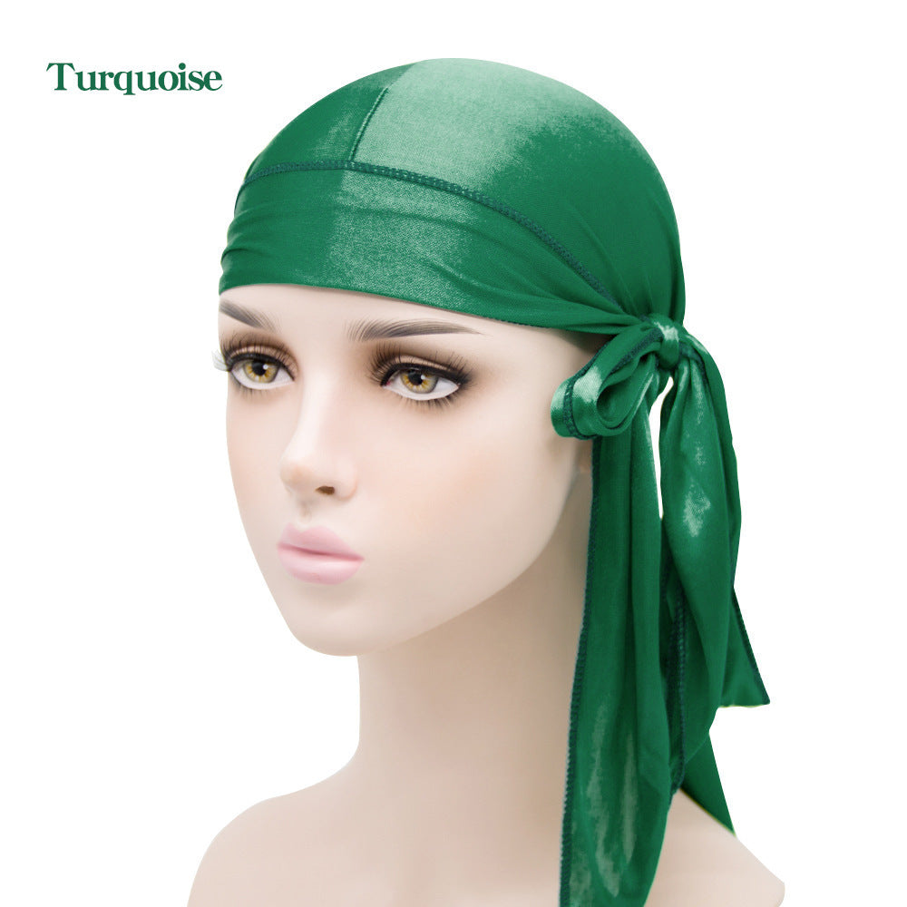 Men&#039;s And Women&#039;s Satin Elastic Toe Cap Silky Durag Long Tail Pirate Hat