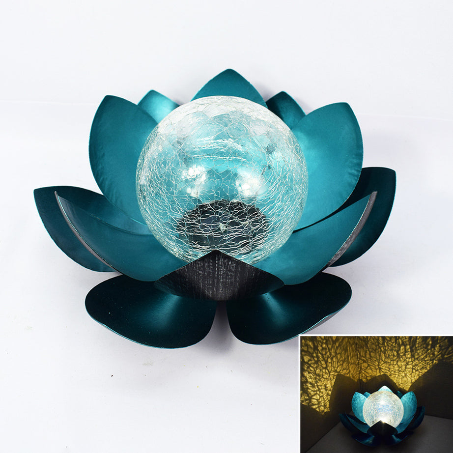 Outdoor Garden Solar Iron Lotus Lamp Courtyard Decoration Lawn Ornaments Lotus Landscape Lamp