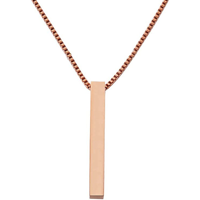 Fashion Jewelry Pendant Titanium Steel Simple Glossy Square Cylinder Necklace