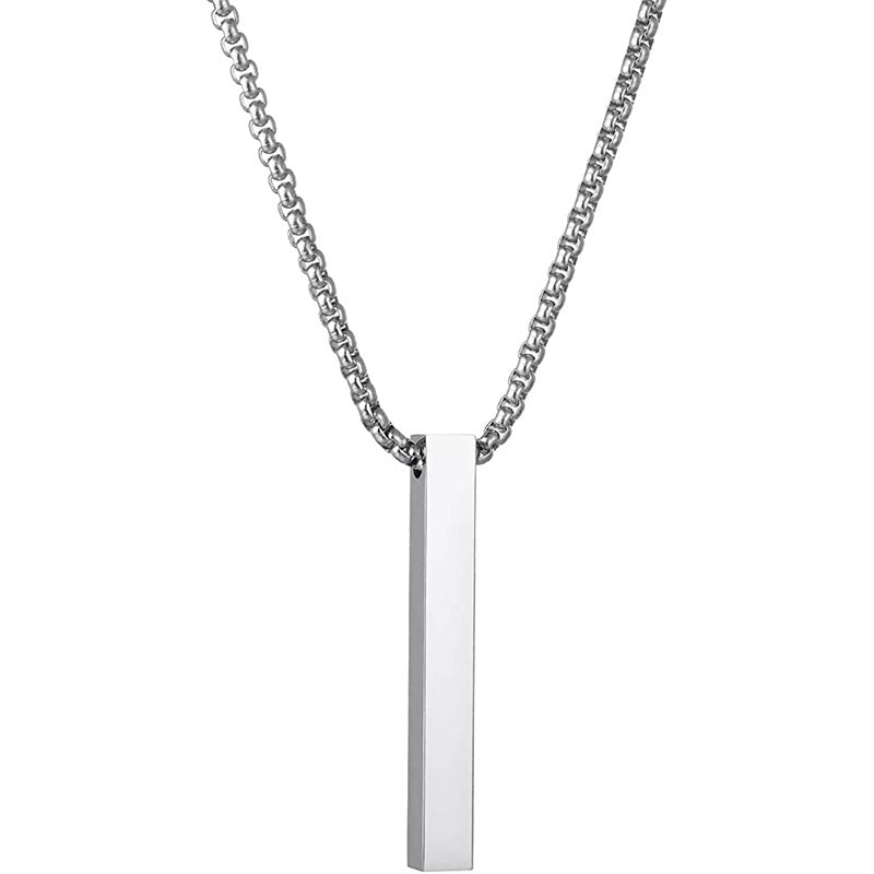 Fashion Jewelry Pendant Titanium Steel Simple Glossy Square Cylinder Necklace