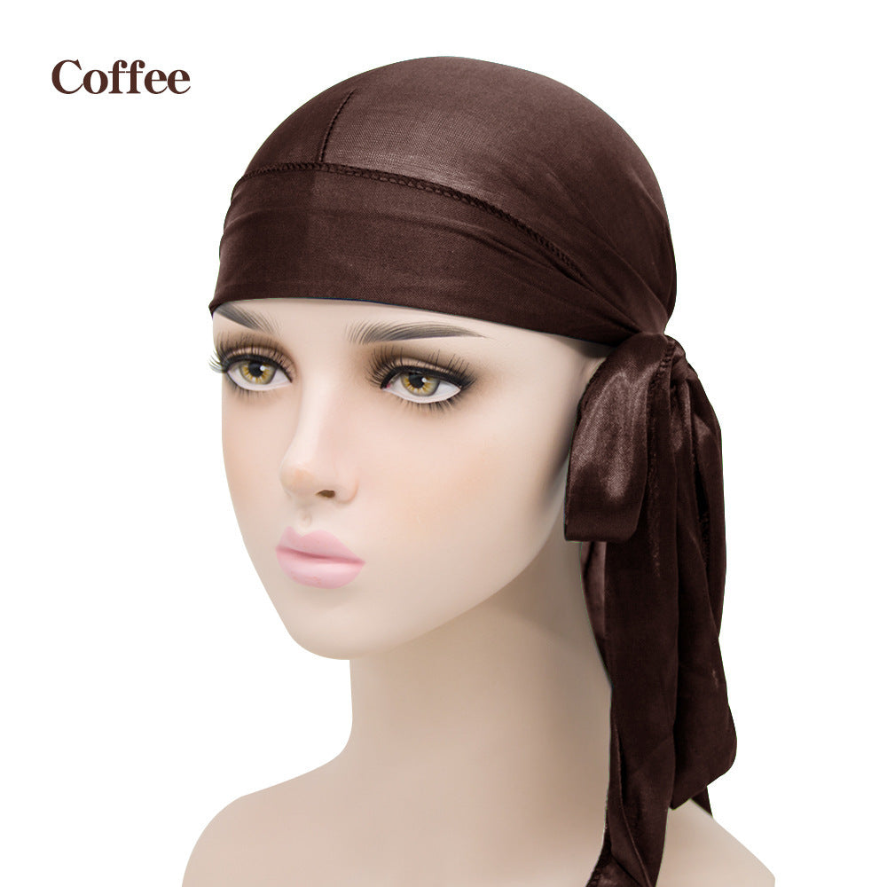Men&#039;s And Women&#039;s Satin Elastic Toe Cap Silky Durag Long Tail Pirate Hat
