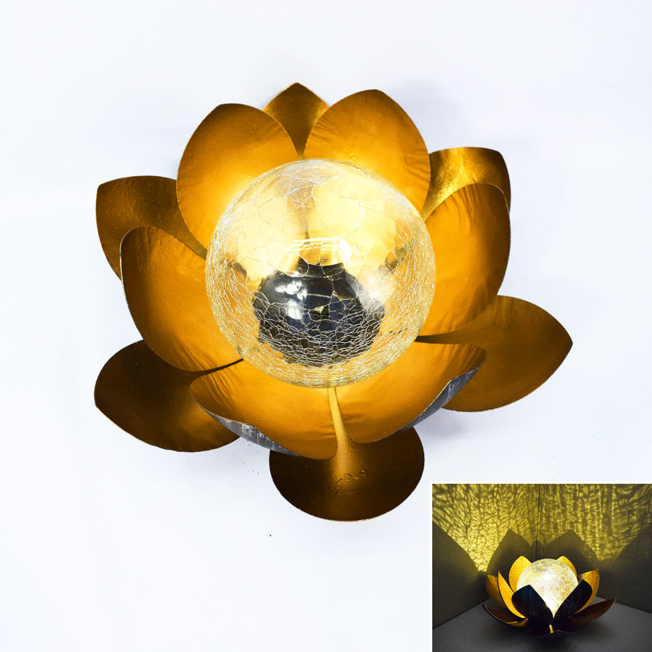 Outdoor Garden Solar Iron Lotus Lamp Courtyard Decoration Lawn Ornaments Lotus Landscape Lamp