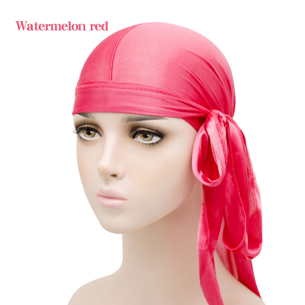 Men&#039;s And Women&#039;s Satin Elastic Toe Cap Silky Durag Long Tail Pirate Hat