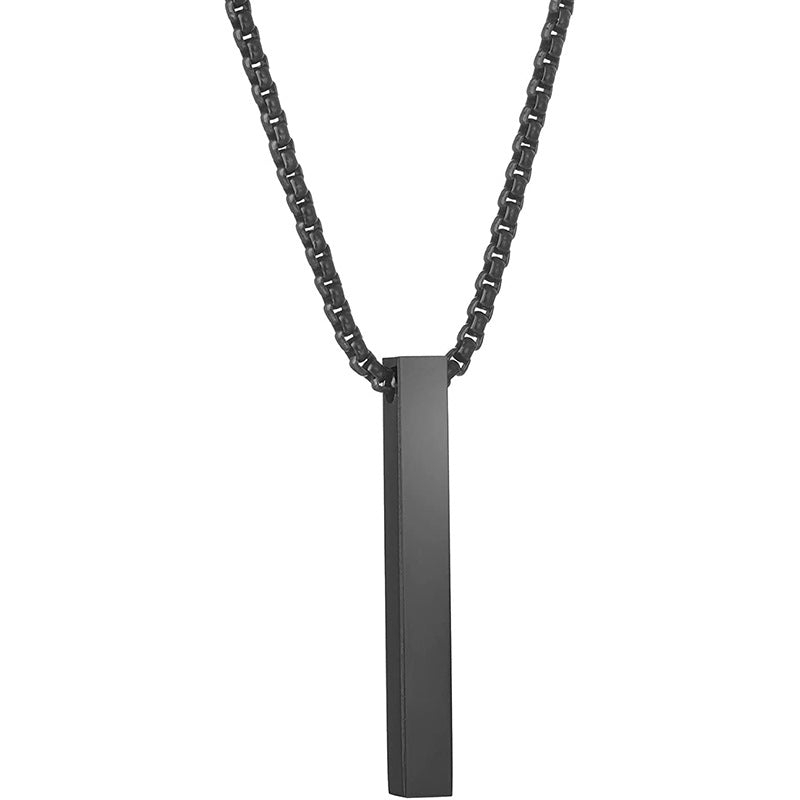 Fashion Jewelry Pendant Titanium Steel Simple Glossy Square Cylinder Necklace