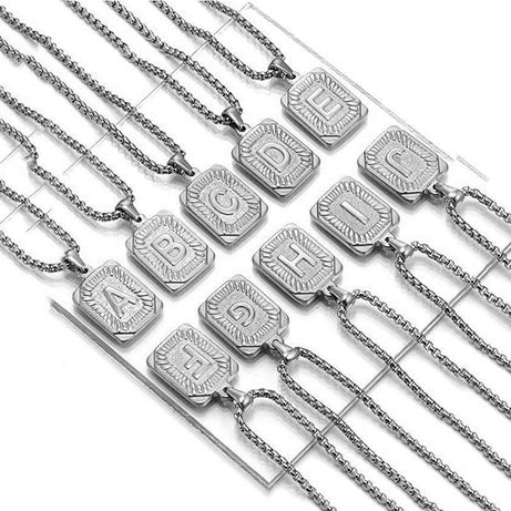 Letter Necklace Fashionable 26 Letter Square Pendant Clavicle Chain Choker Necklace