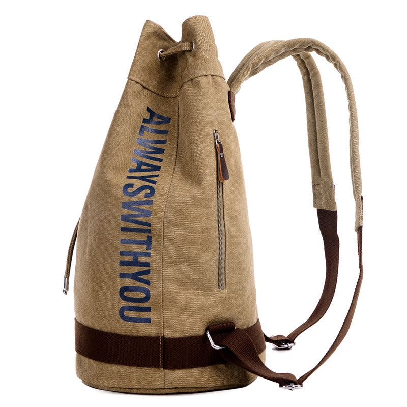 Sports Canvas Backpack Drum Travel Bag Computer Backpack College Students Leisure Basketball Bag