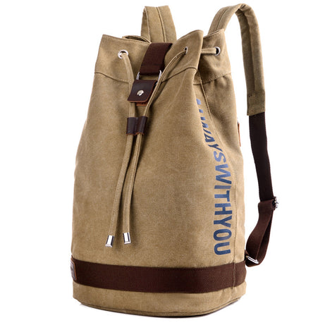 Sports Canvas Backpack Drum Travel Bag Computer Backpack College Students Leisure Basketball Bag